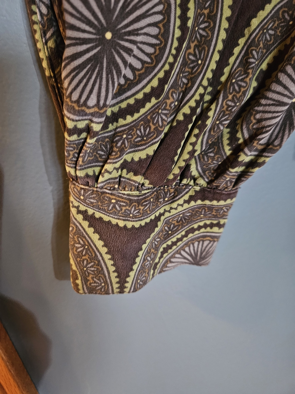 Brooks Brothers Brown and Green Silk Blouse - Picture 4 of 6